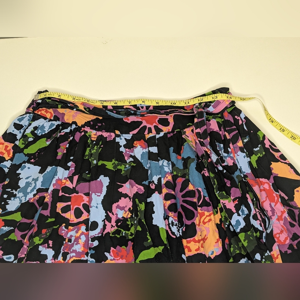 THAKOON for Target Juniors Size 5 Black Floral Pleated Skirt Front Tie - Picture 7 of 8